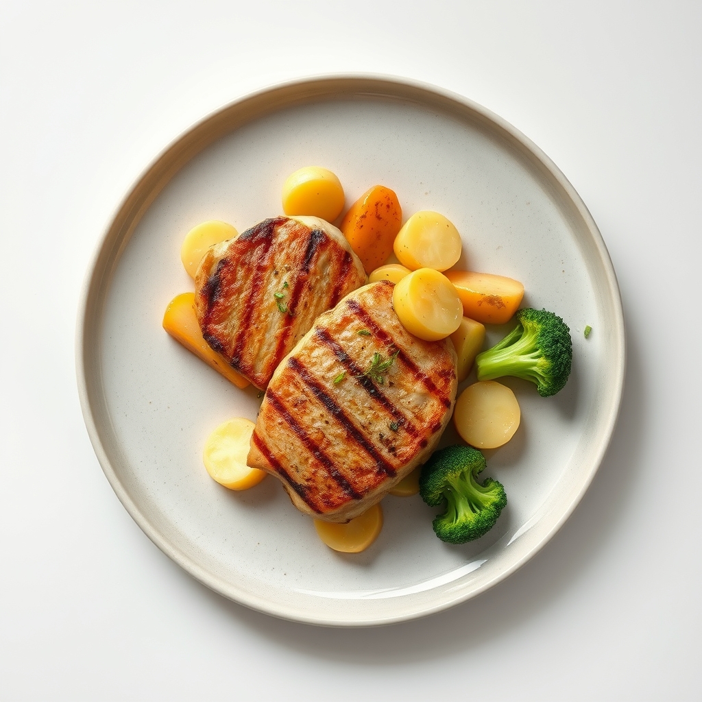 Gegrilde kip met gepofte aardappel en gestoomde broccoli