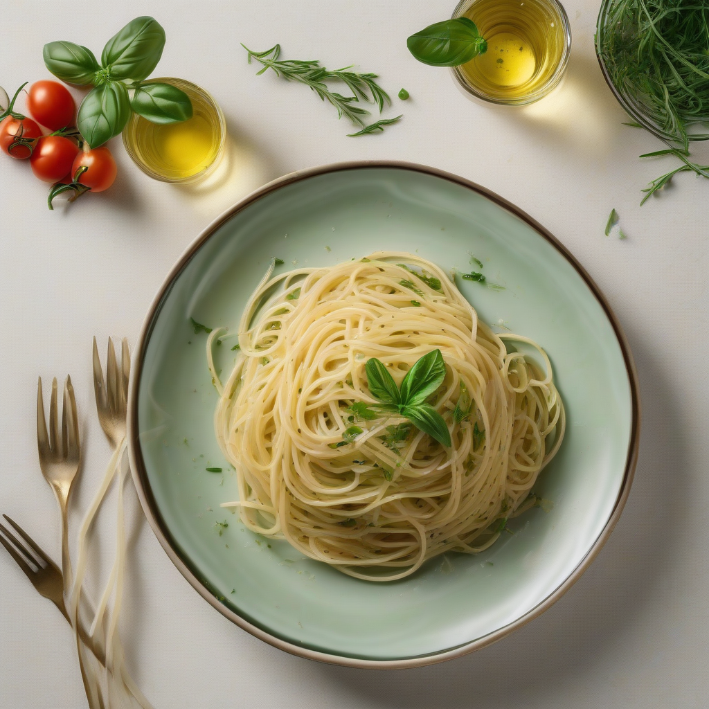Spaghetti aglio e olio met een groene salade