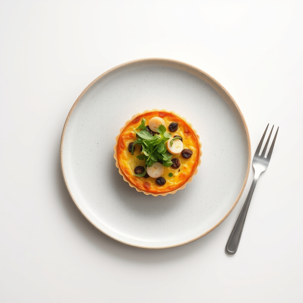 Kruidige groentequiche met een salade van verse kruiden