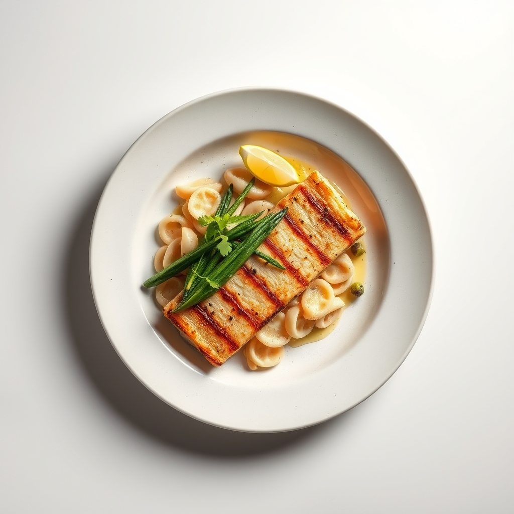 Gegrilde zalmfilet met asperges, gekookte krieltjes en een citroendressing