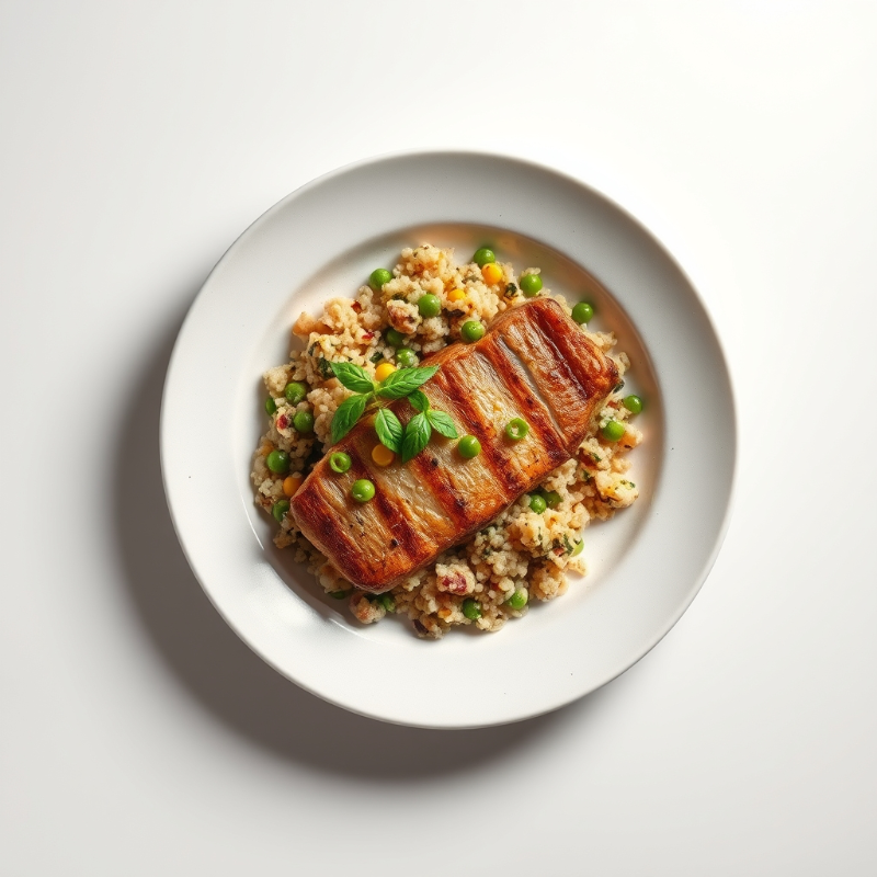 Gegrilde kip met geroosterde groenten en quinoa