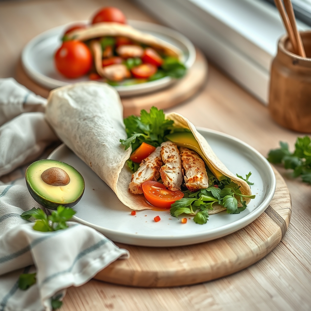 Wraps met kip en avocado
