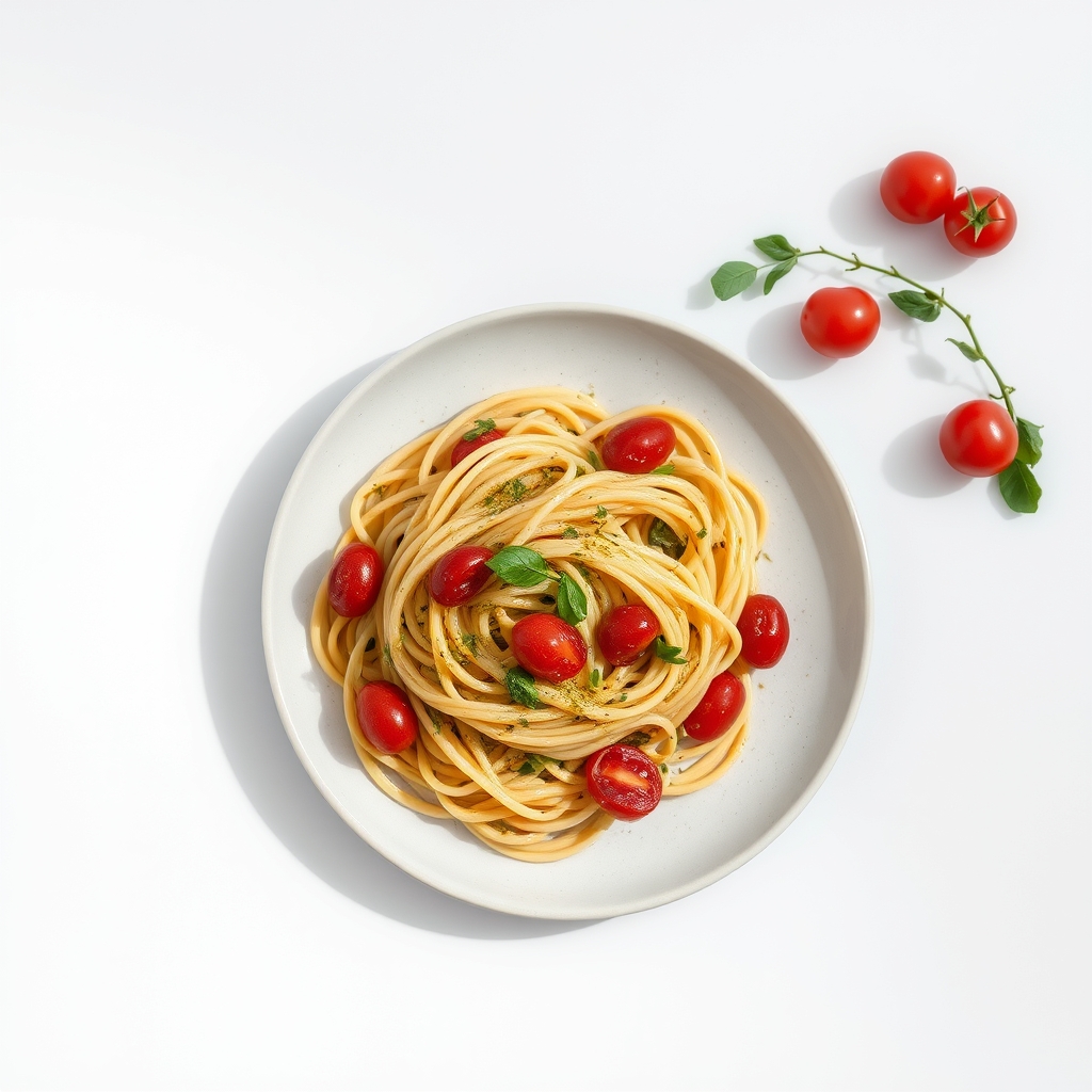 Pastasalade met pesto, olijven en cherry tomaatjes