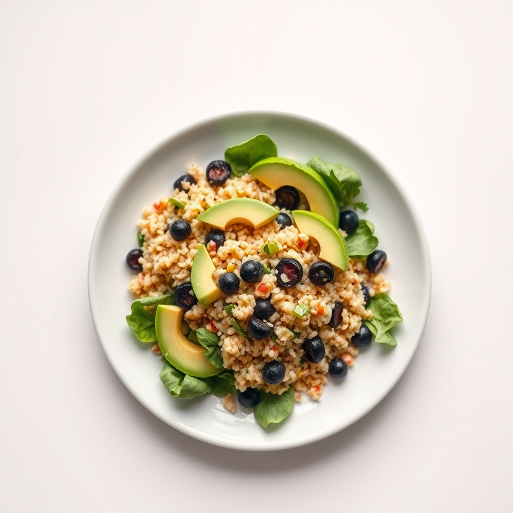 Quinoa-salade met avocado, zwarte bonen en een limoen-dressing