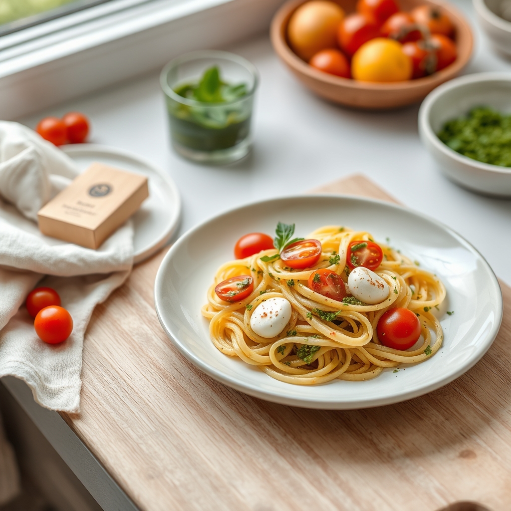 Pastasalade met pesto en mozzarella