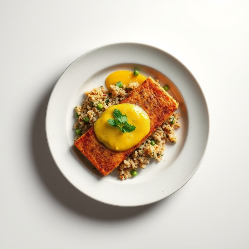 Gegrilde zalmfilet met quinoa, geroosterde courgette en een citroen-dillesaus.