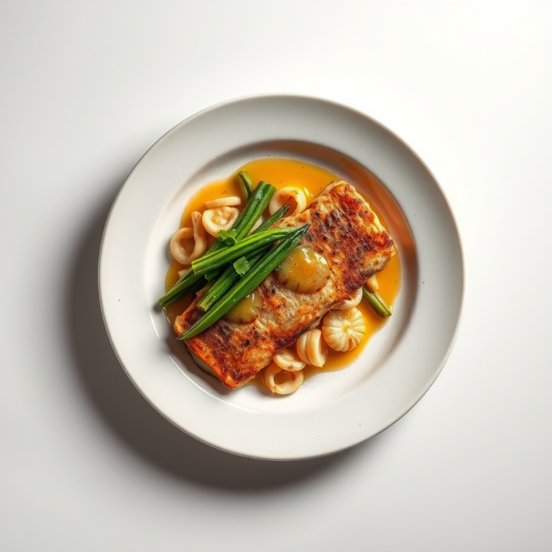 Gegrilde zalmfilet met lentegroenten en een mosterd-dillesaus