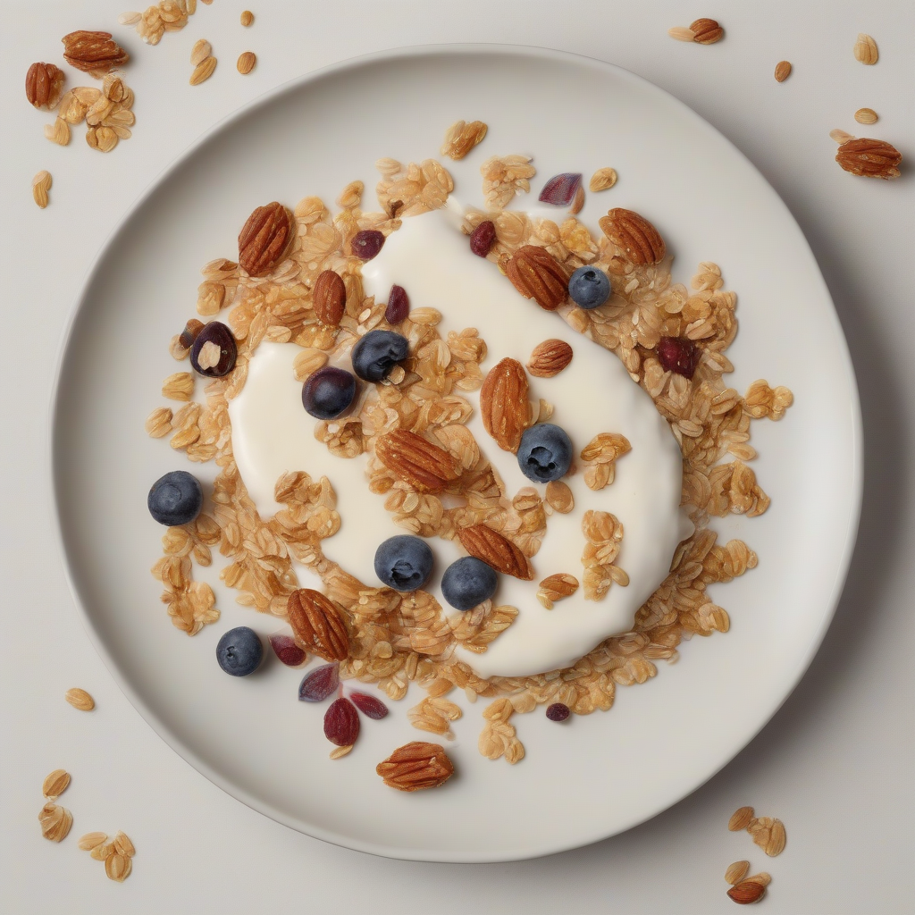 Volkoren muesli met ongezoete notenmelk en gedroogde abrikozen