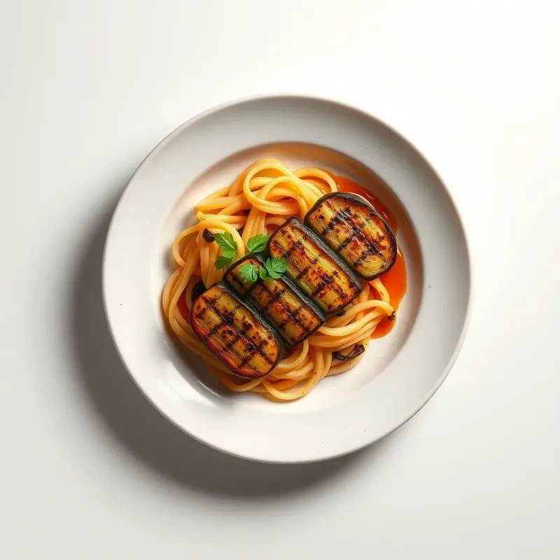 Tournedos met gegrilde courgette en paprika, geserveerd met een balsamicojus