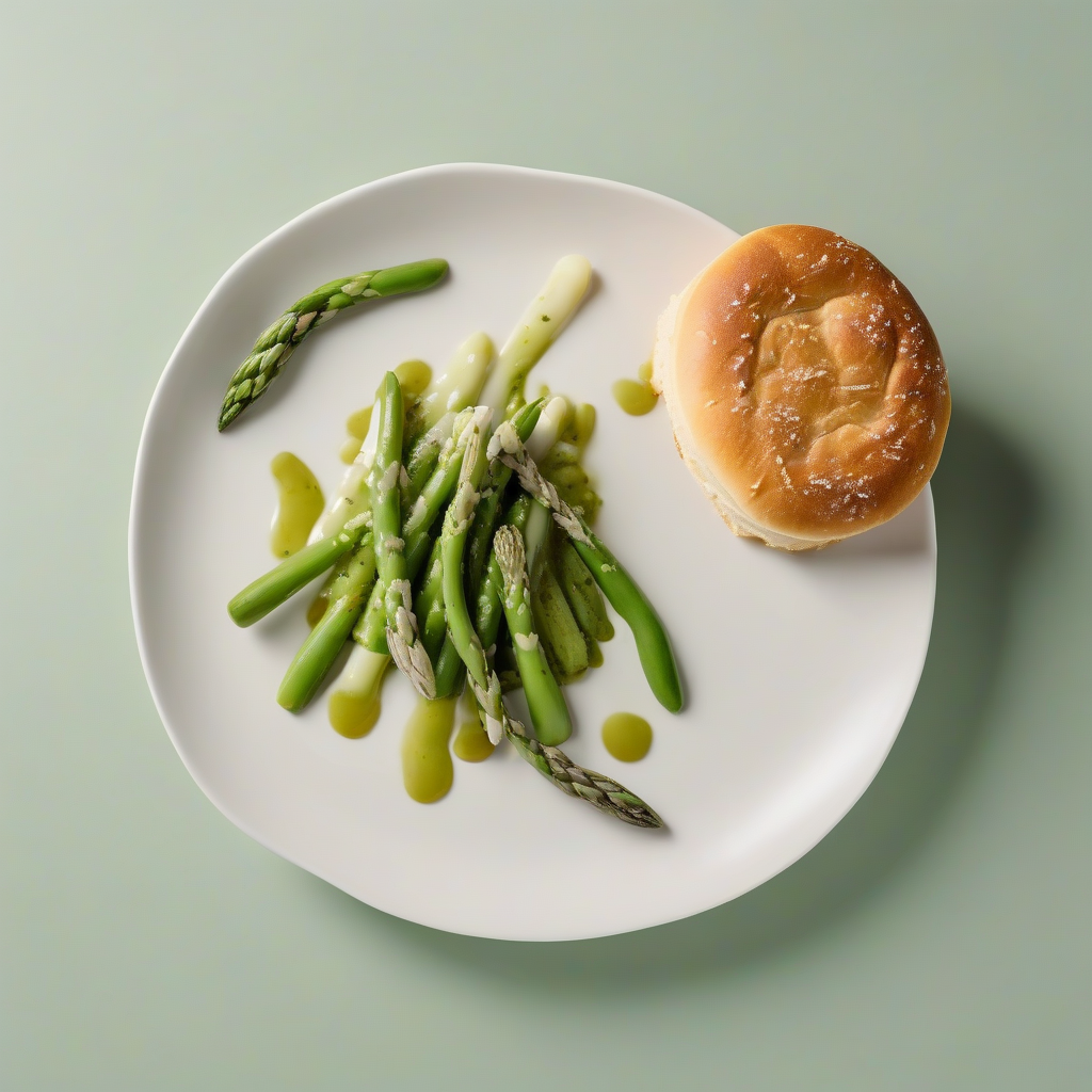 Groene aspergesoep met een volkorenbroodje