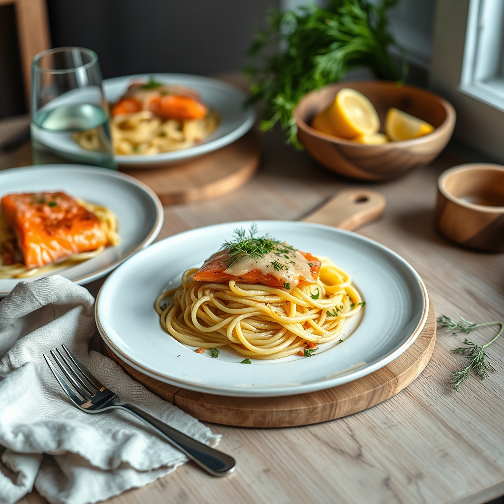 Tagliatelle met gerookte zalm