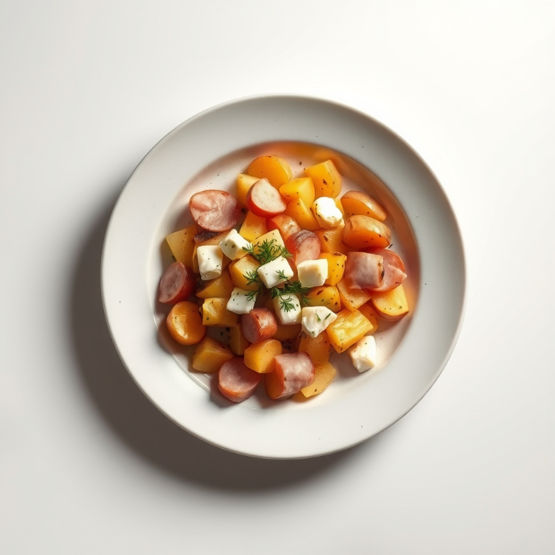 Ovenschotel met aardappelen, ham, en kaas