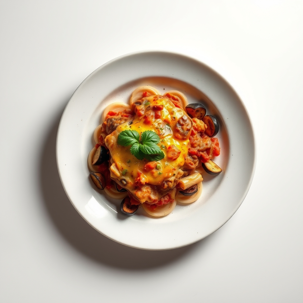 Vegetarische moussaka met linzen en aubergine
