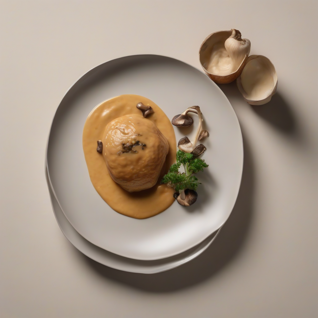 Gestoofde kip met champignons en puree van aardperen