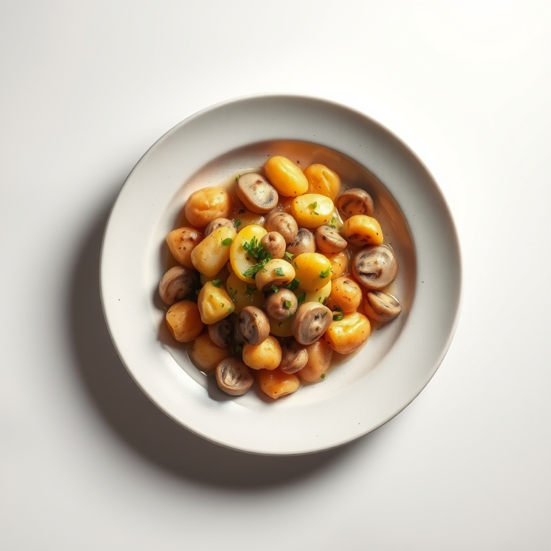 Varkenshaas met champignonroomsaus, worteltjes en gebakken aardappelen