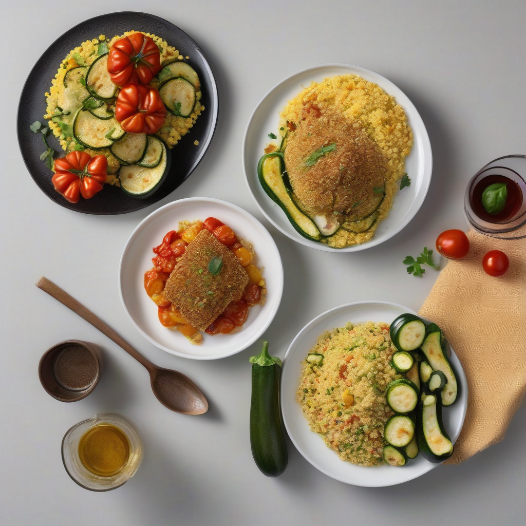 Gegrilde kabeljauw met courgette, tomaat en couscous