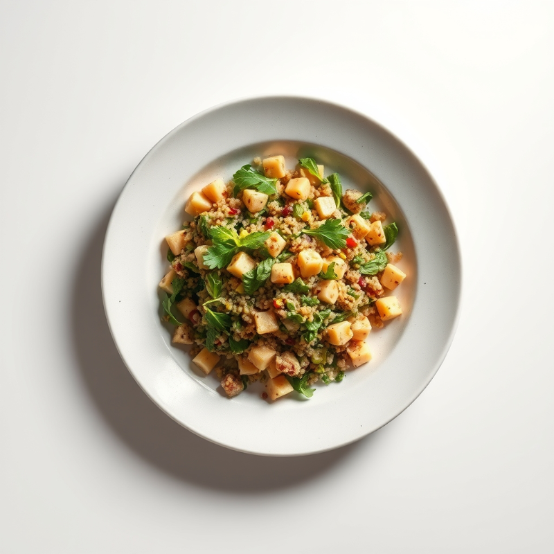 Gegrilde groenten salade met quinoa en geitenkaas.
