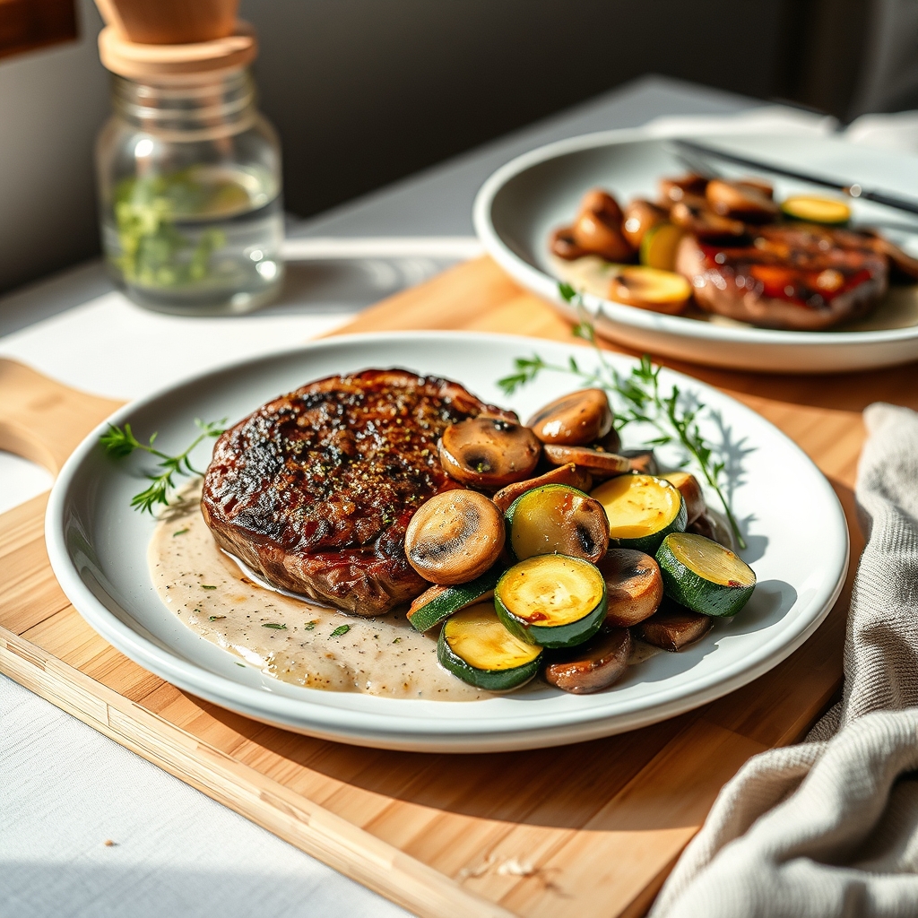 Biefstuk met champignons