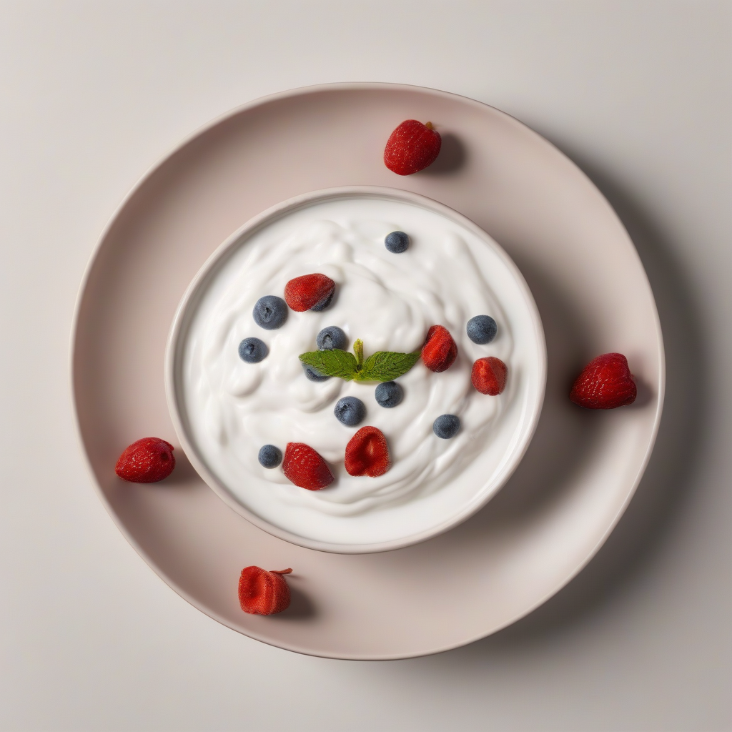 Griekse yoghurt met walnoten en verse aardbeien.