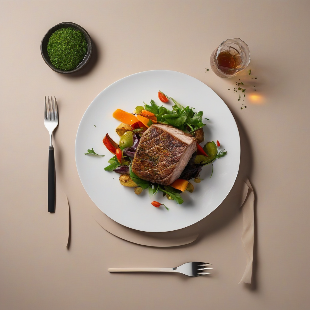Gegrilde kipfilet met gegrilde groenten en een frisse salade