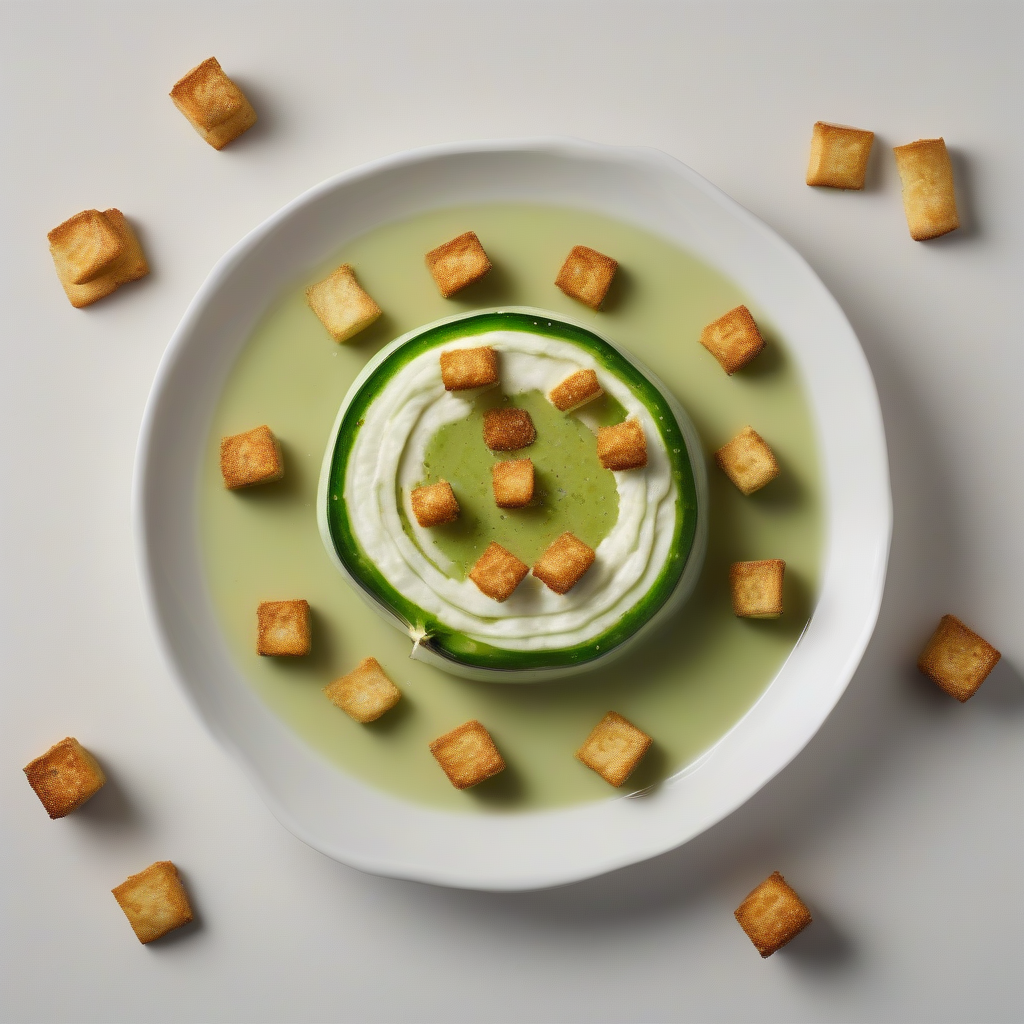 Courgettesoep met knapperige croutons
