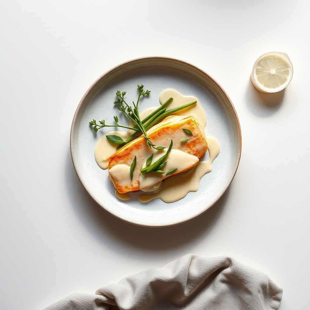 Gebakken zalmfilet met linzen, gegrilde asperges en citroengeneugde dressing