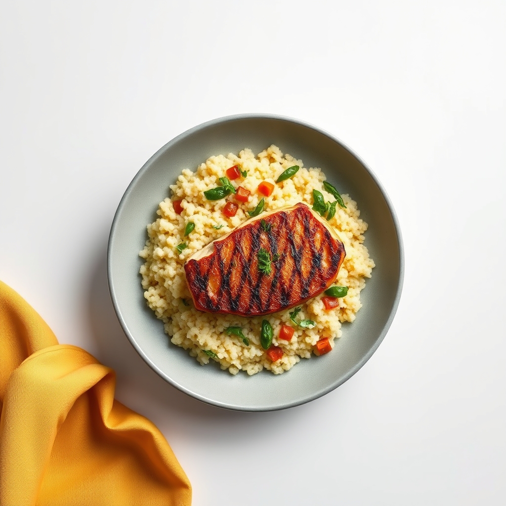 Gegrilde kipsaté met seizoensgroenten en couscous