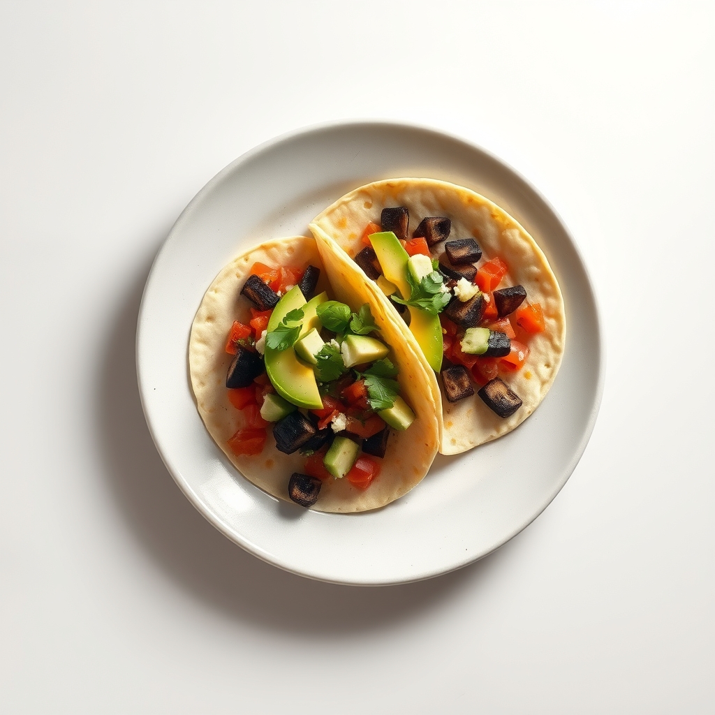 Vegetarische tacos met zwarte bonen, avocado en frisse salsa