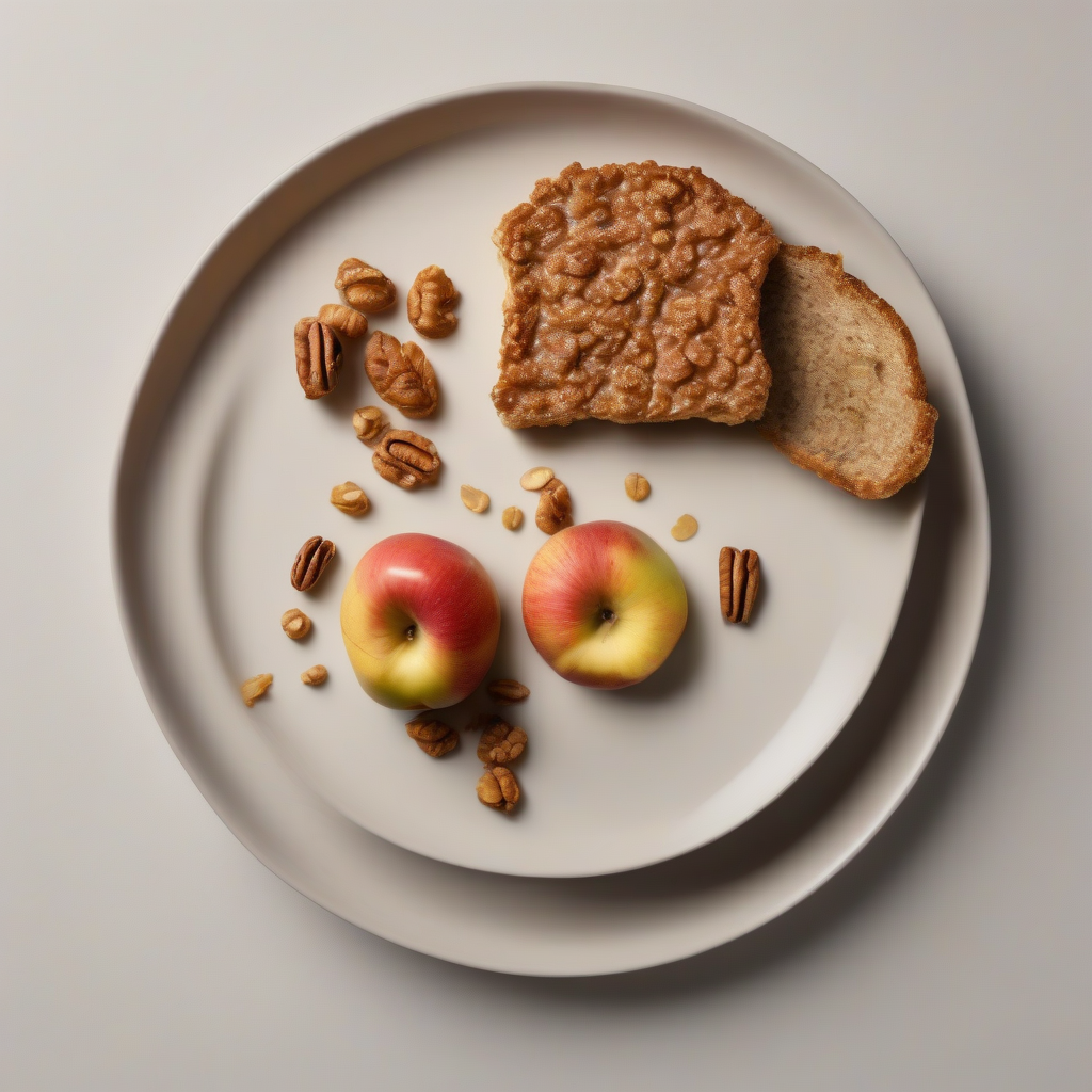Havermoutpap met appel, kaneel en walnoten.