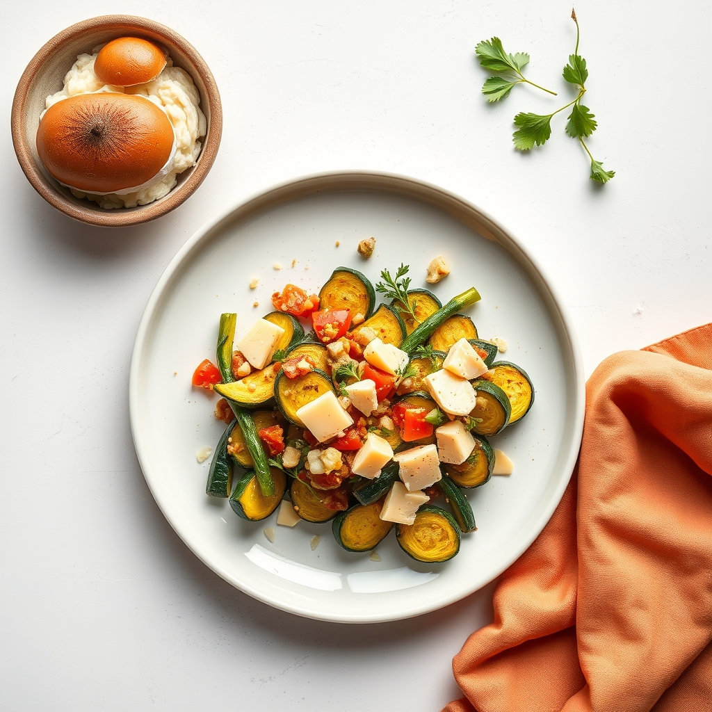 Gevulde courgette met spicy kip en cheddar