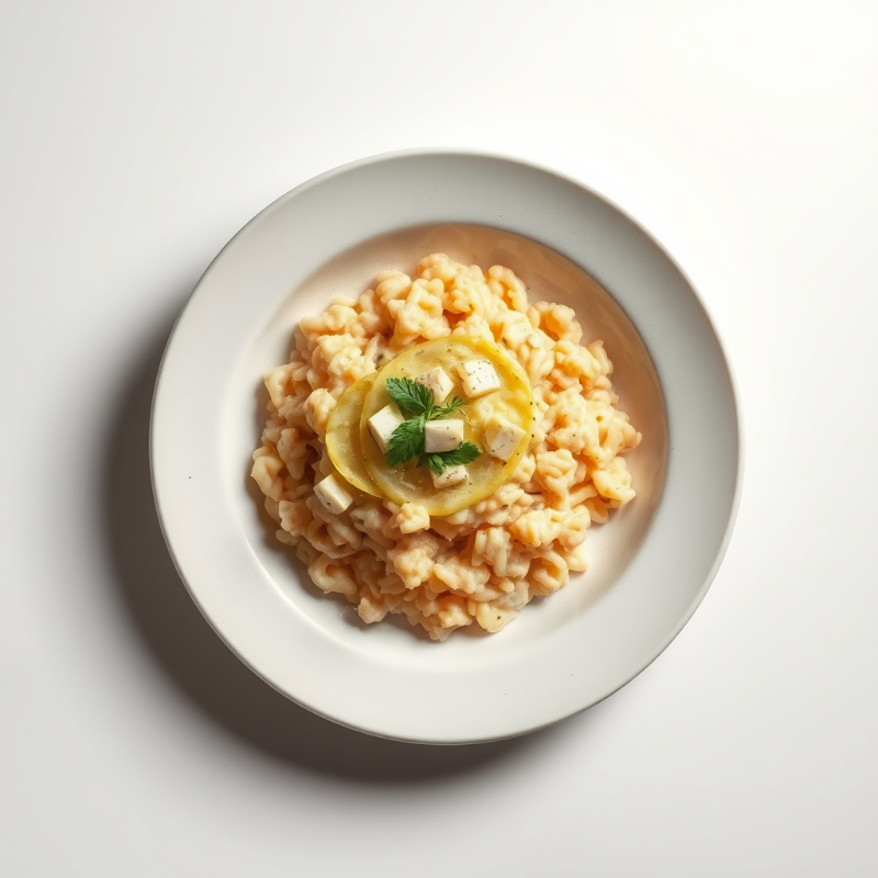 Risotto met bospaddenstoelen, Parmezaanse kaas en verse peterselie.