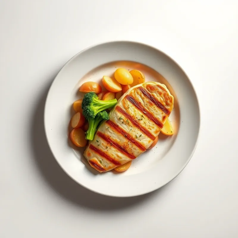 Gegrilde kipfilet met gekruide zoete aardappel en gestoomde broccoli