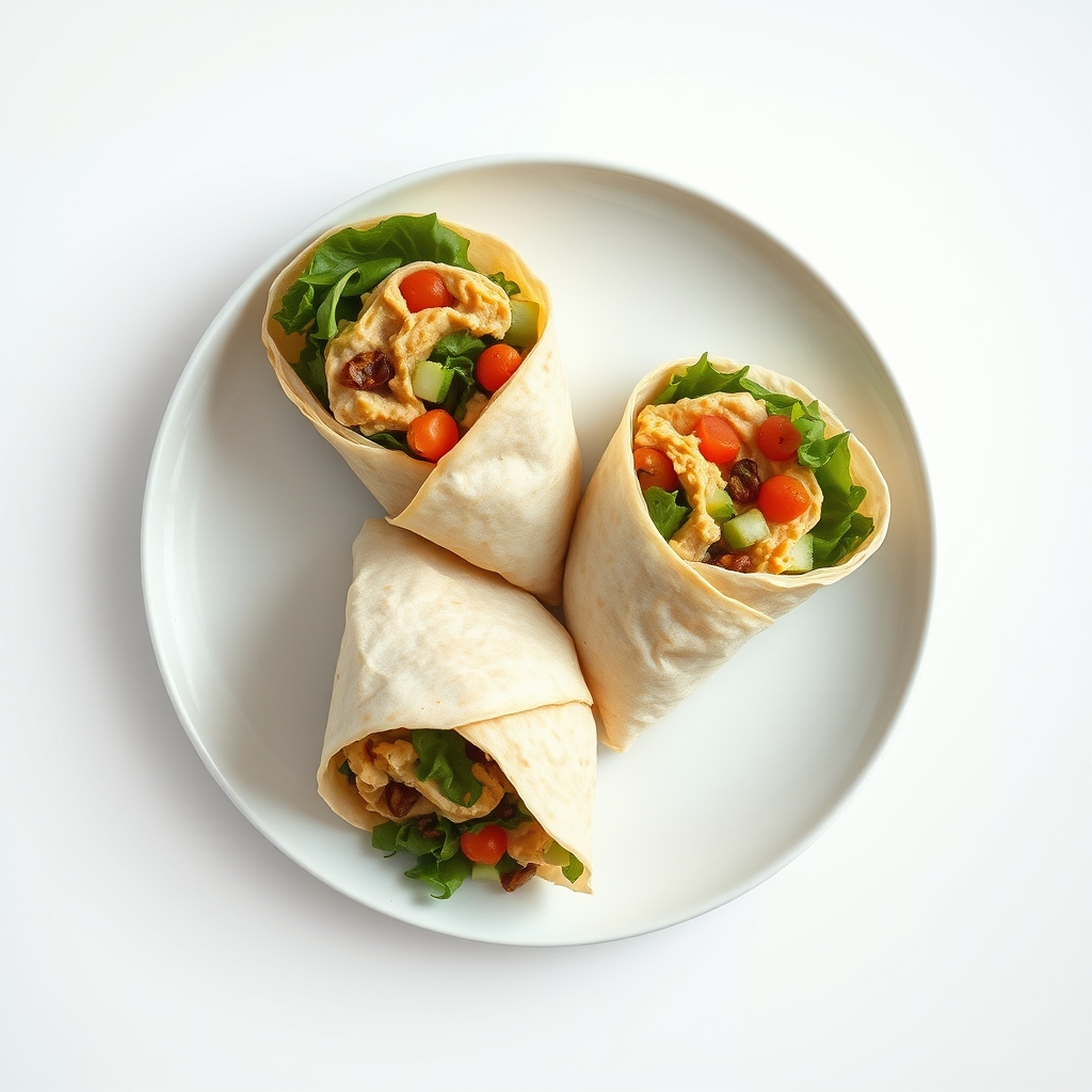 Wraps gemaakt van koolbladeren gevuld met hummus en groenten