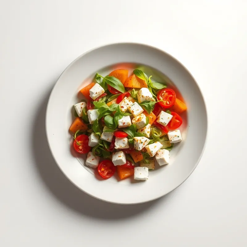 Griekse salade met feta, komkommer, paprika, rode ui en olijven