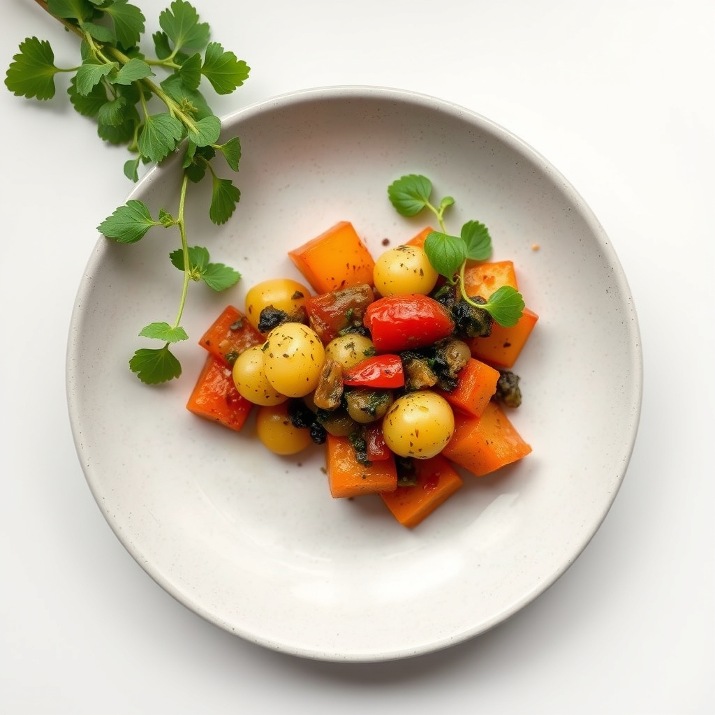 Ratatouille met geroosterde aardappeltjes